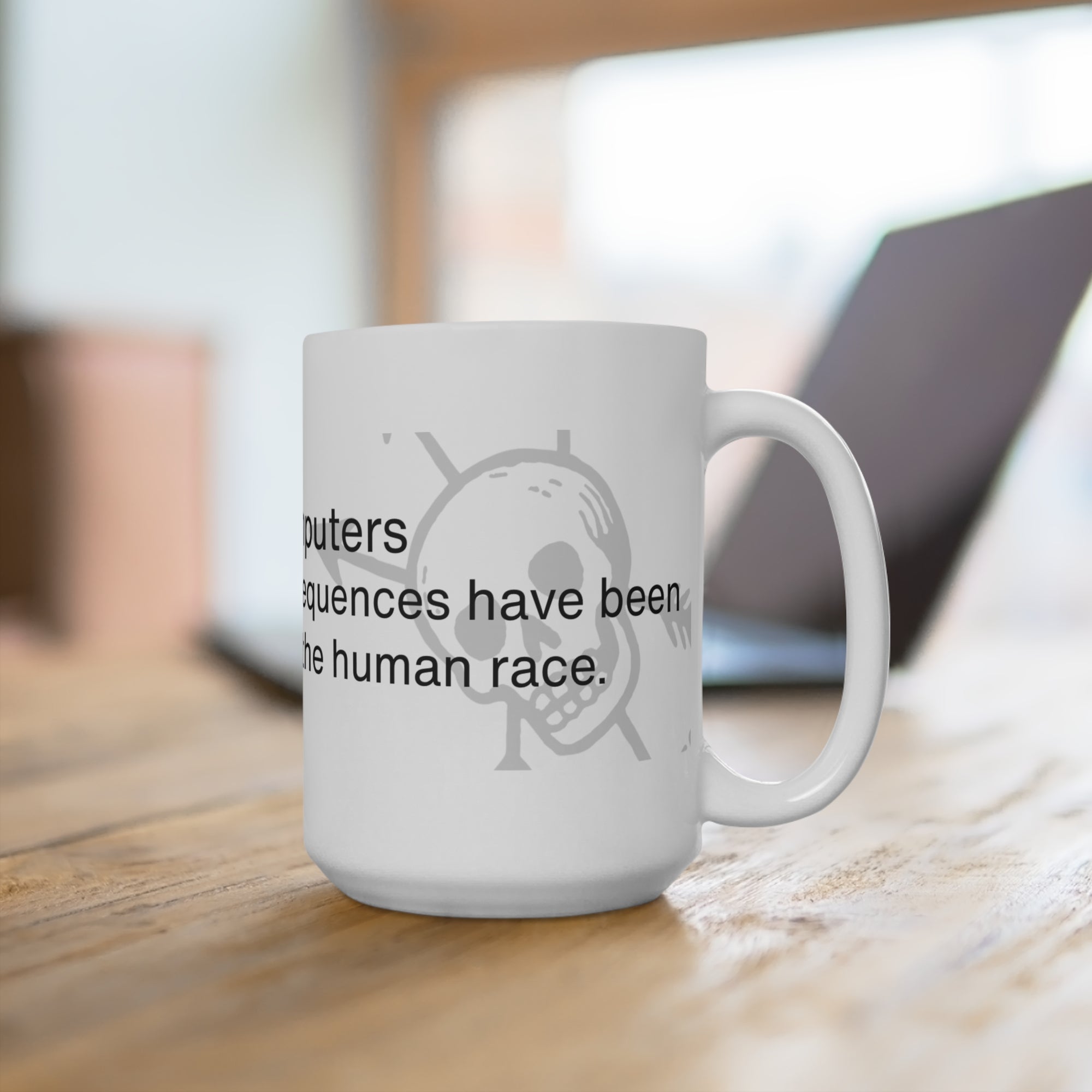 15oz Ceramic Mug – 'Ballistic Computers' Quote with Minimal Tech Emblem